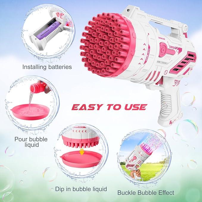 Bubble Machine Gun, 69 Holes Bubbles Gun Kids Toys for Boys Girls Age  4 5 6 7 8 9 10 11 12 Year Old, Summer Outdoor Toy Birthday Wedding Party Favors Gifts