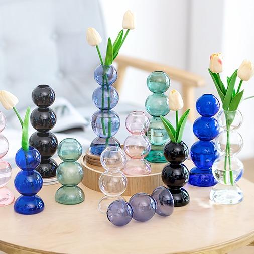 Glass Bubble Vase, Cute Vases for Flowers, Unique Small Flower Vases for Centerpieces, Ball Aesthetic Decorative Vase, Round Modern Vase for Home Decor Living Room Decorations homedecor accessory