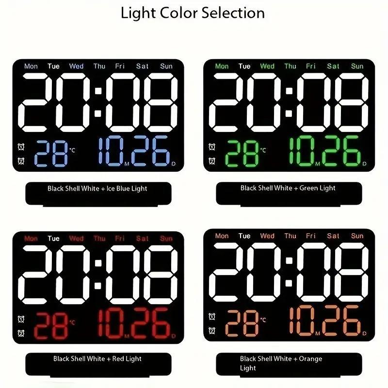 Short LED Display Clock, 12/24 Hour Digital Intelligent Large Screen Clock, with Temperature Week & Calendar Remote Control, Summer for Gift [without Battery]