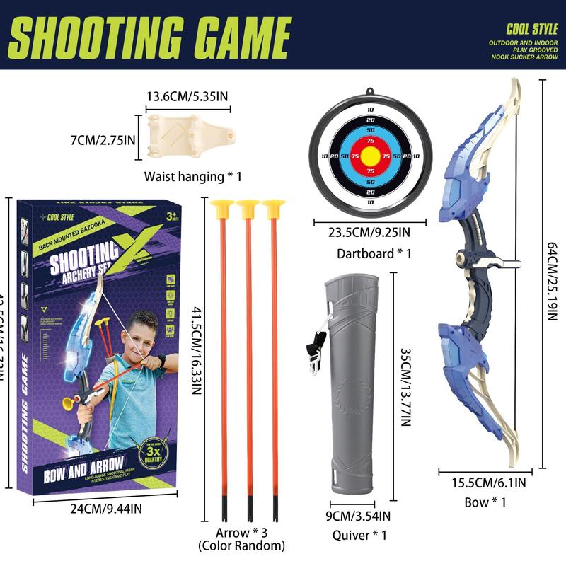 Kids Bow and Arrow Toy Set, 1 Set Beginner Shooting Archery Crossbow Target Outdoor Sports Toy with 3 Suction Cup Arrows, Shooting Toy for Children