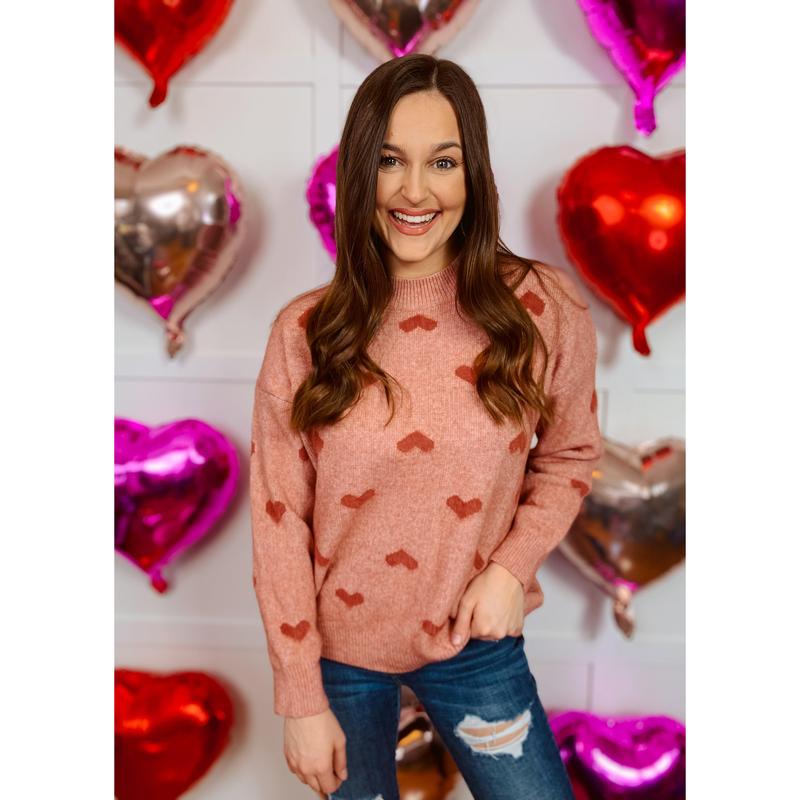 Rylee Red Sweater with Hearts