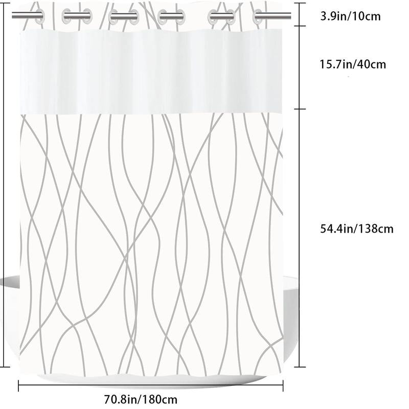 Minimalist Line Pattern Shower Curtain, Waterproof Shower Curtain, Bathroom Supplies for Home Use