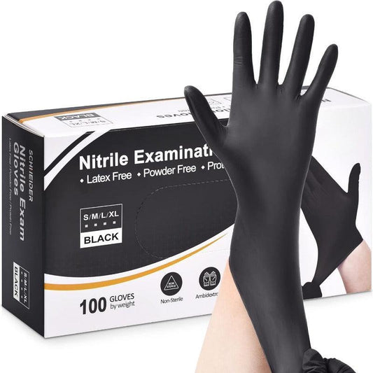 Nitrile Gloves, Black, Medium, 100-ct Box, 4-mil, Latex-Free, Powder-Free, Food-Safe (NBFK7102)