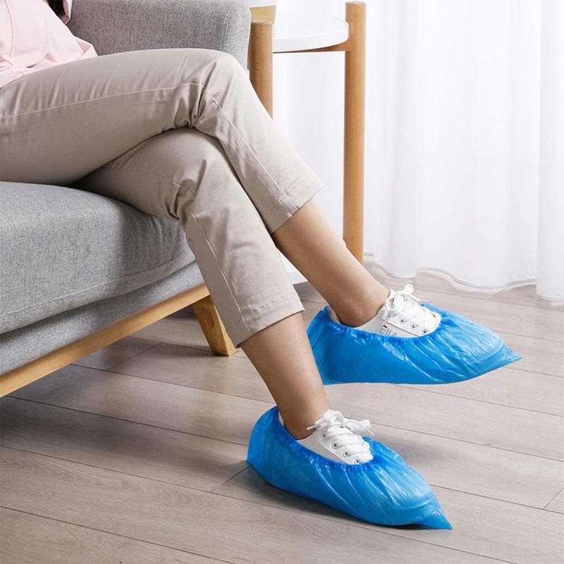 50pcs Plastic Disposable Shoe Cover, Slip Resistant Durable Shoe Cover, Waterproof Boot Cover, Home Care Supplies