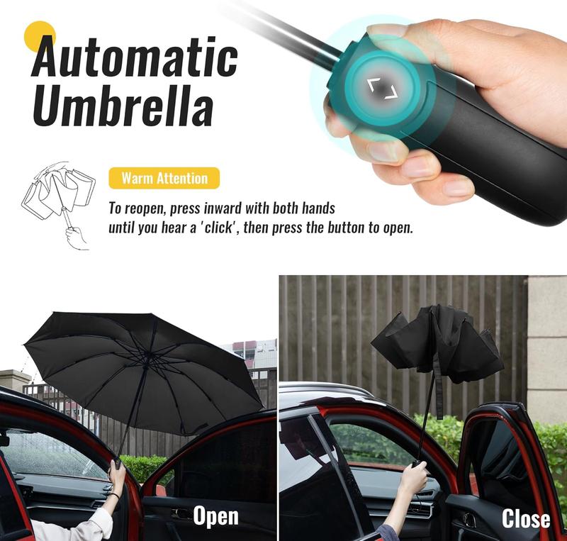 Travel Inverted Umbrella Compact Windproof- Automatic reverse  for Rain - Folding Portable Teflon Coating 48inch Span, 10 Ribs Large Umbrella