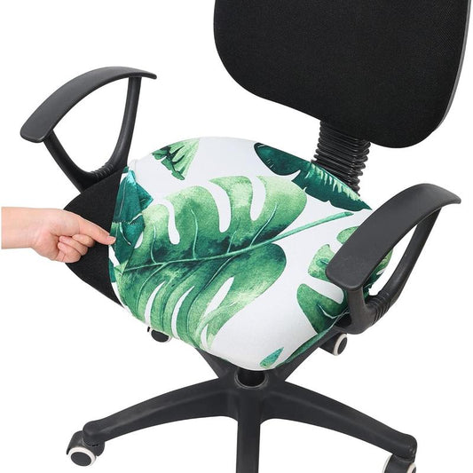 Printed Office Computer Chair Seat Covers, Soft Stretch Washable Universal Rotating Desk Chair Seat Cushion Protectors