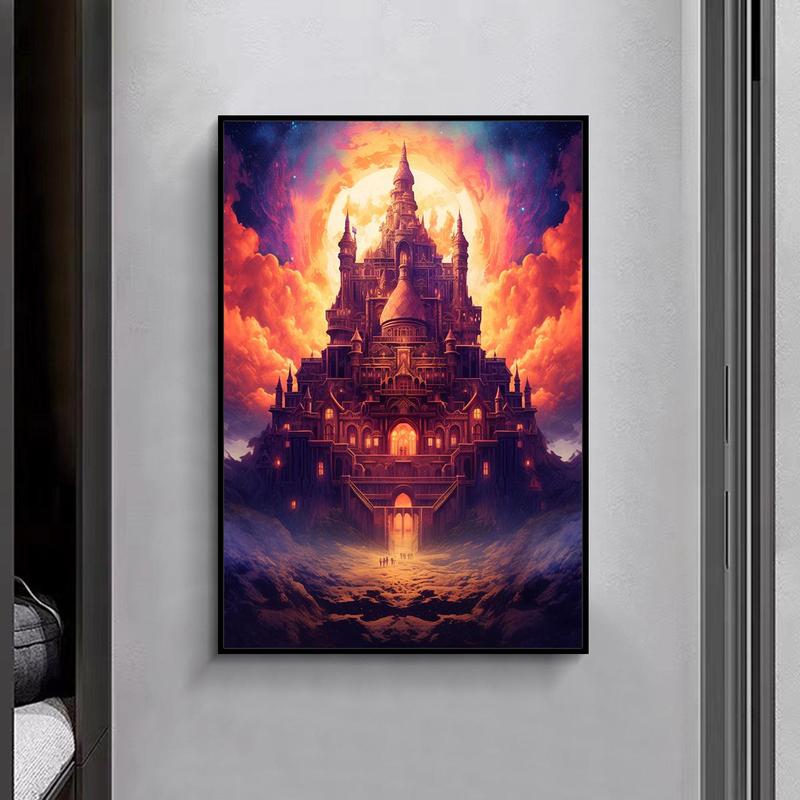 Fantasy Castle Pattern Canvas Wall Decor Picture Without Frame, 1 Count Wall Art Painting For Bedroom Living Room Office