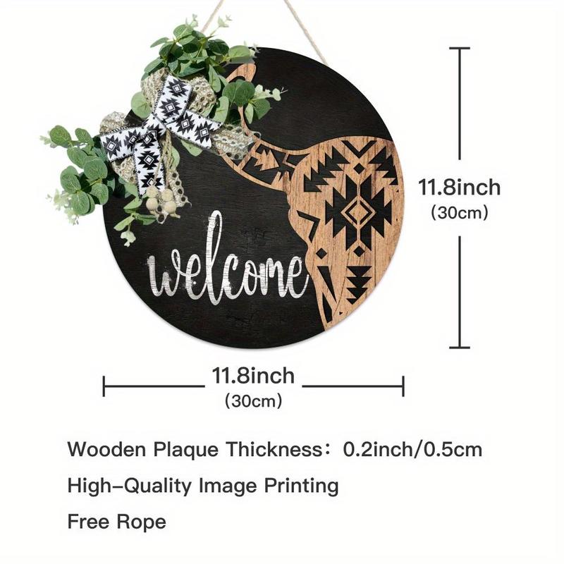 Wooden Welcome Letter & Giraffe Sign, Modern Wooden Hanging Sign, Front Door Decor for Home Porch Farmhouse Cafe Coffee Shop