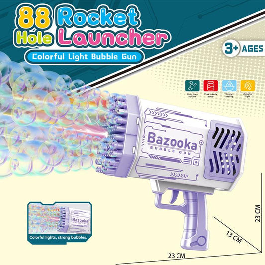 2024 New Bubble Machine Gun, Bubble Blaster Gun with Bubble Solution, 69 Holes Bubble Bazooka Gun Outdoor Summer Toy Gifts Party Favors for Kids Purple Bubble Maker Blowers