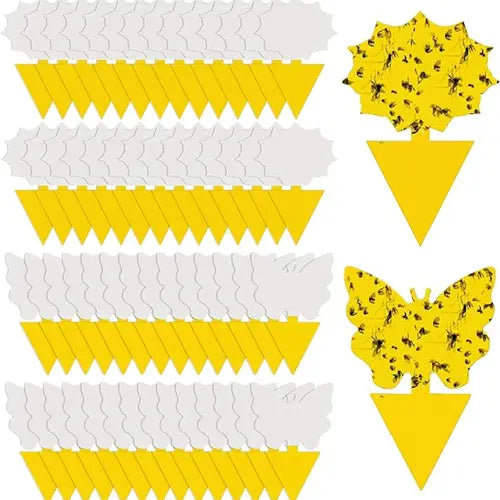 58 Pcs Flying Insect Traps for Plants,Indoors, Outdoors, Kitchen, Yellow Sticky Traps for Fungus Gnat, Fly and Fruit Fly, Flying Insects, Non-Toxic & Odorless, Kid & Pet Safe, Economic Pack