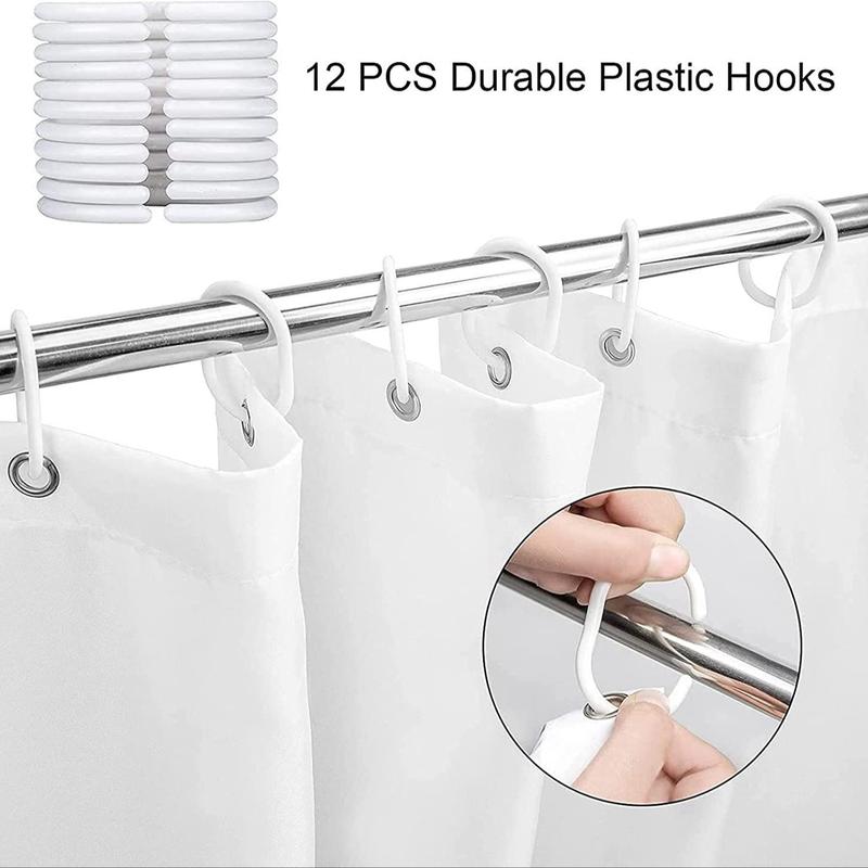 Waterproof Landscape Pattern Shower Curtain With 12pcs Hooks, 1 Piece Forest Waterfall Pattern Shower Curtain, Waterproof & Anti-mould Shower Curtain, Bathroom Supplies For Home Decor