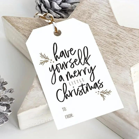 Christmas Hanging Tag, 50pcs?Christmas Letter Pattern Gift Tag, Blank Writing Congratulations Hanging Cards For Gift Packaging Decoration,?Office Stationery & Supplies For Festival