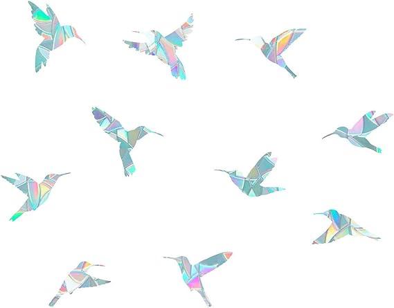 10 Pieces Static Window Clings Hummingbird Anti Collision Window Decals to Avoid Bird Strikes, Glass Alert Stickers, Rainbow Stickers Stop Birds Flying into Windows