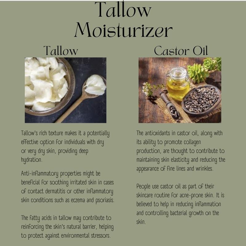 Tallow Moisturizer - Deep Moisturization with Vitamins A, D, E & K, Anti-inflammatory, Natural Repair, Acne Calming Sensitive Soothing