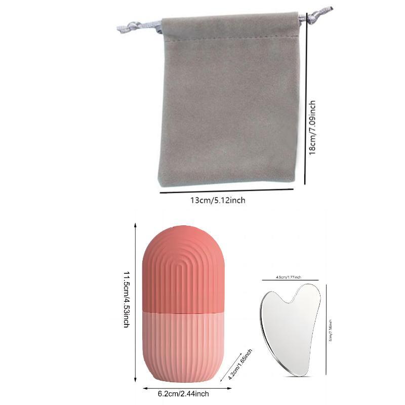 Face Massage Kit(3pcs/set), Face Massage Ice Roller with Heart Shaped Gua Sha Board and Drawstring Bag, Facial Beauty Tool for Women and Men, Summer Gift