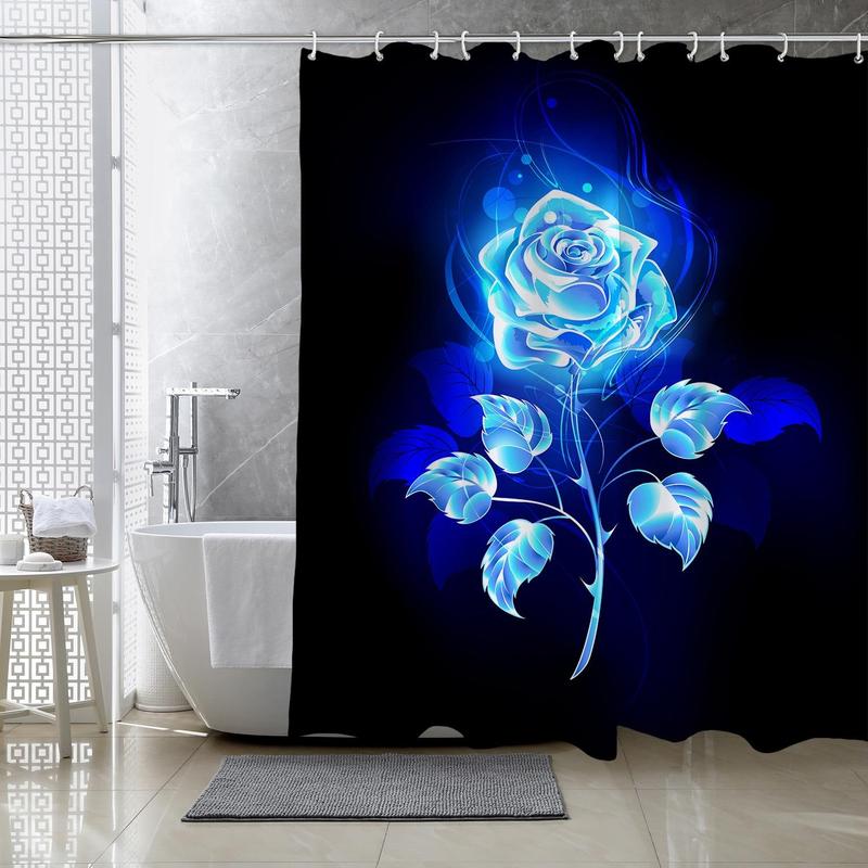 Rose Pattern Shower Curtain, Waterproof & Anti-mould Shower Curtain with Hook, Bathroom Supplies for Home Decor