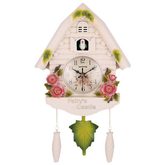 Cuckoo House Design Hanging Clock (Battery Not Included), 1 Count Creative Modern Resin Birdhouse Wall Hanging Clock, Hanging Decor For Home Office Decoration