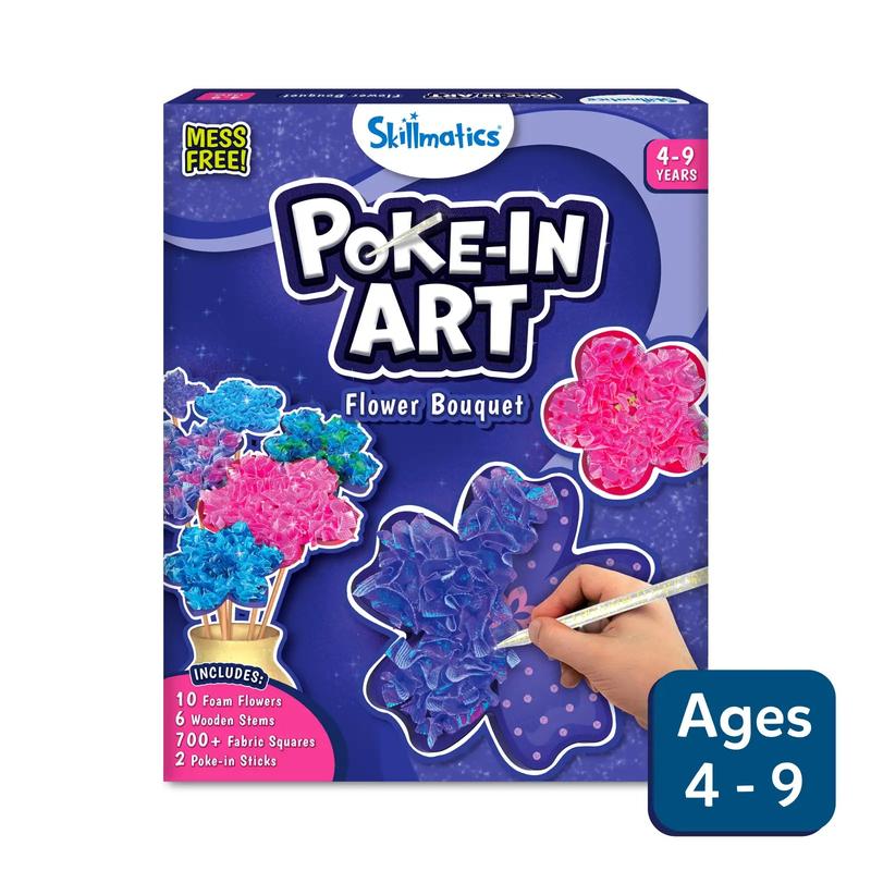 Skillmatics Poke-in Art Flower Bouquet - Art & Craft Activity, Mess-Free Art for Kids, DIY Kit, Gifts for Girls & Boys Ages 4 to 9