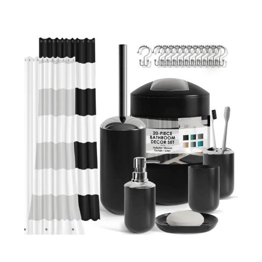 20 Piece Complete Bathroom Accessories Set with Shower Curtain Lightweight Pack