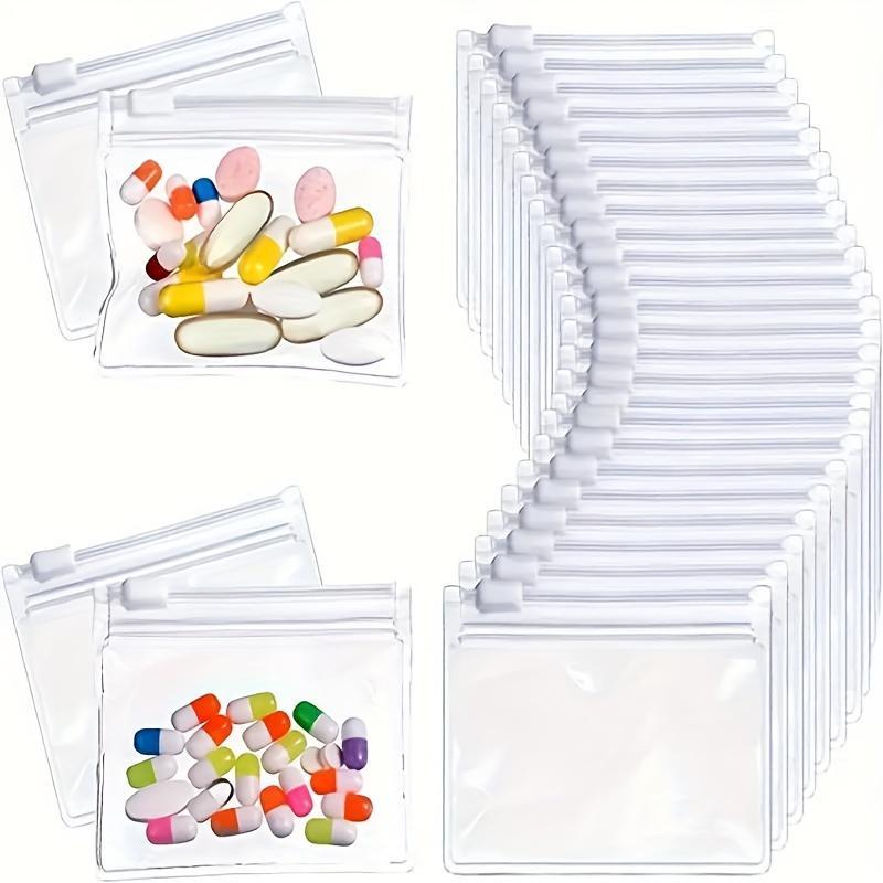 Clear Reusable Pill Storage Bags, 6 Counts Dustproof Zipper Pill Pouch Set, Portable Self Sealed Medicine Organizer for Home & Travel, Summer for Gift, Halloween Decor