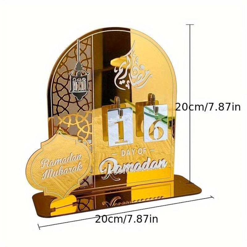 Ramadan Decoration Countdown Calendar with Base, 1 Count Ramadan Mubarak Islam Advent Day Calendar Desktop Ornament for Home Decor, Ramadan Gifts