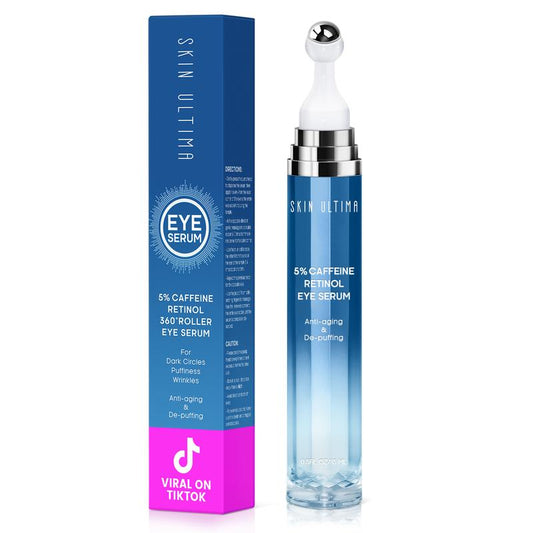 5% Caffeine & Retinol Eye Serum and Under Eye Roller Cream with 360¡ã Massage Ball Roller - Reduce Dark Circles, Puffiness, Wrinkles, Fine Lines, and Under-Eye Bags - 0.5 fl oz Dong-yu