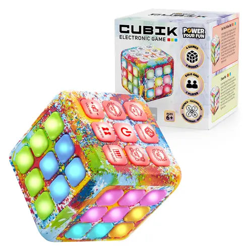 Power Your Fun Cubik LED Flashing Cube Memory Game - Tie Dye