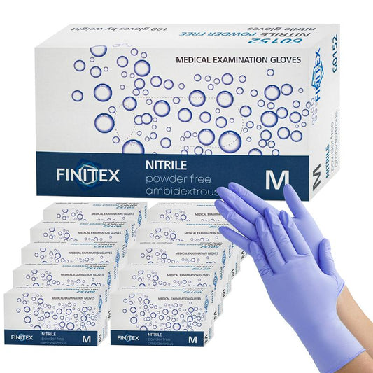 FINITEX Ice Blue Nitrile Gloves, Disposable Heavy Duty Nitrile Gloves, Cool and Soft, Multi-Purpose Work Gloves, Household Cleaning Gloves, Household Essentials, Personal Care Products, Unisex Style, Food Gloves, Textured Design, Touch Screen