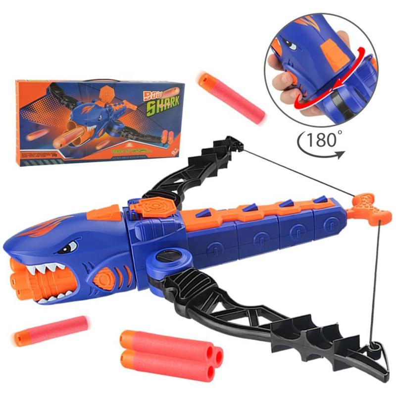 Shark Bow Launcher, 1 Set Whistle Blowing Soft Bullet Bow and Arrow with Sound Effect, Toy Bow and Arrow for Indoor Outdoor Sports Games