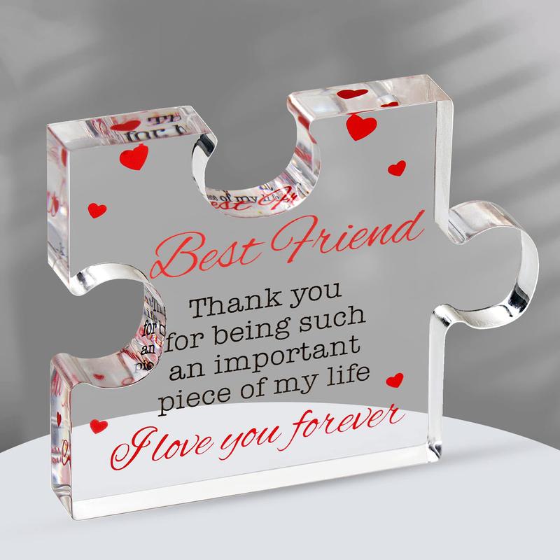 Acrylic Friendship Desktop Gift Ornaments, Slogan Graphic Heart & Irregular Shaped Decorative Ornament for Friends, Party Decoration Supplies, Gift for Mom