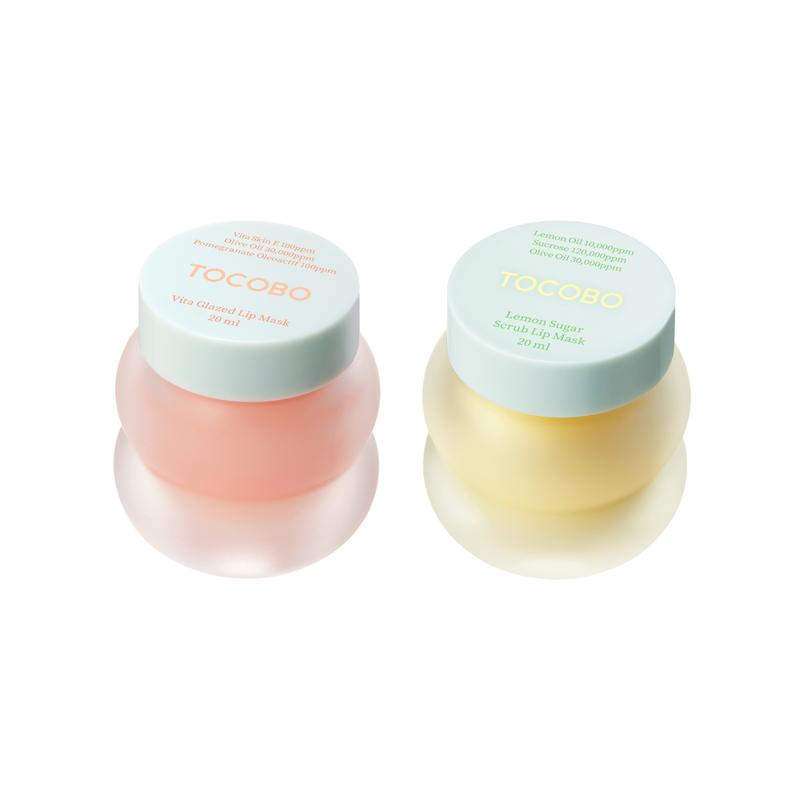 [TOCOBO] Vita Glazed Lip Mask 20ml & LEMON SUGAR LIP MASK 20ml, Hydrating Overnight Lip Balm & Mask, Long-lasting Moisture No Wash Lip Scrub, Vegan, Moisturizing lip, Nourishing lip treatment, Special  lip Mask