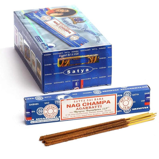 New Original Blue Box Satya India  Scented Aroma Freshener Fragrance Nag Champa Incense Sticks: 6 x 15 Gram/Boxes or sample package Perfume Light