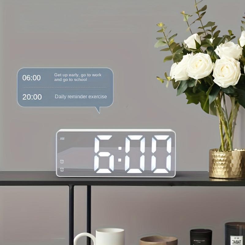 Back to School Supplies Digital Alarm Clock,Voice-Controlled Desk LED Alarm Clock with Temperature & Snooze - Stylish Bedroom Decor