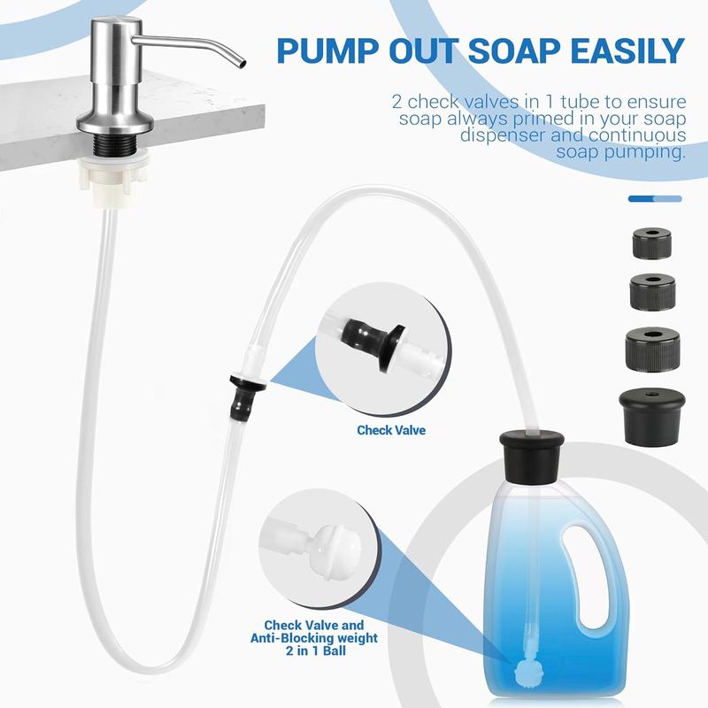 Kitchen Hack- Sink Soap Dispenser Tube Kit, 47" with Upgraded Check Value, Never Fill The Little Bottle Again