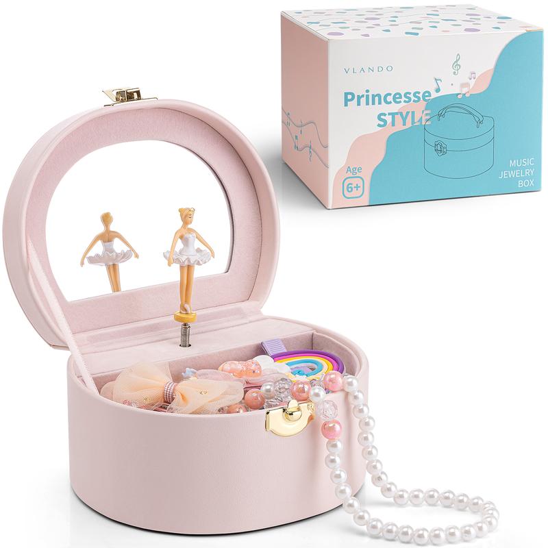 VLANDO Musical Jewelry Box for Girls, Gifts for children, Small Kid Music Box with Ballerina for Birthday Bedroom Decor, Gifts for Girls Kids