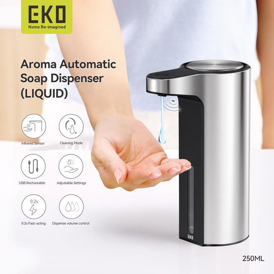 EKO Aroma Touchless Automatic Soap Dispenser for Bathroom and Kitchen,  Adjustable Liquid Hand Soap Dispenser, Water-Resistant and Rechargeable