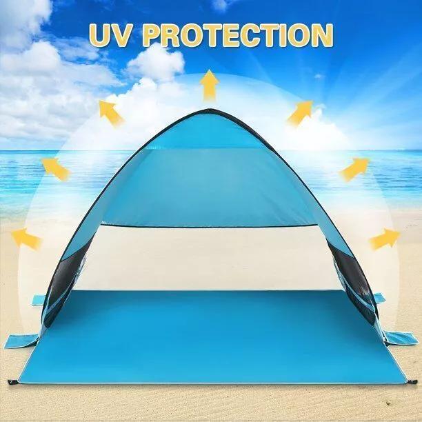 Pop Up Beach Tent UPF 50+ Sun Shelter for 2-3 Person Automatic Portable Beach Shade Tent Outdoor Cabana Sun Umbrella,Blue, Green