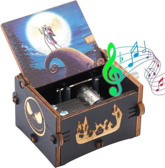 The Nightmare Before Christmas Wood Music Gift Box, Hand Crank Musical Gift Boxes ,Wooden Music Box Gift for Halloween,Christmas,Birthday,Valentine's Day,Mother's Day