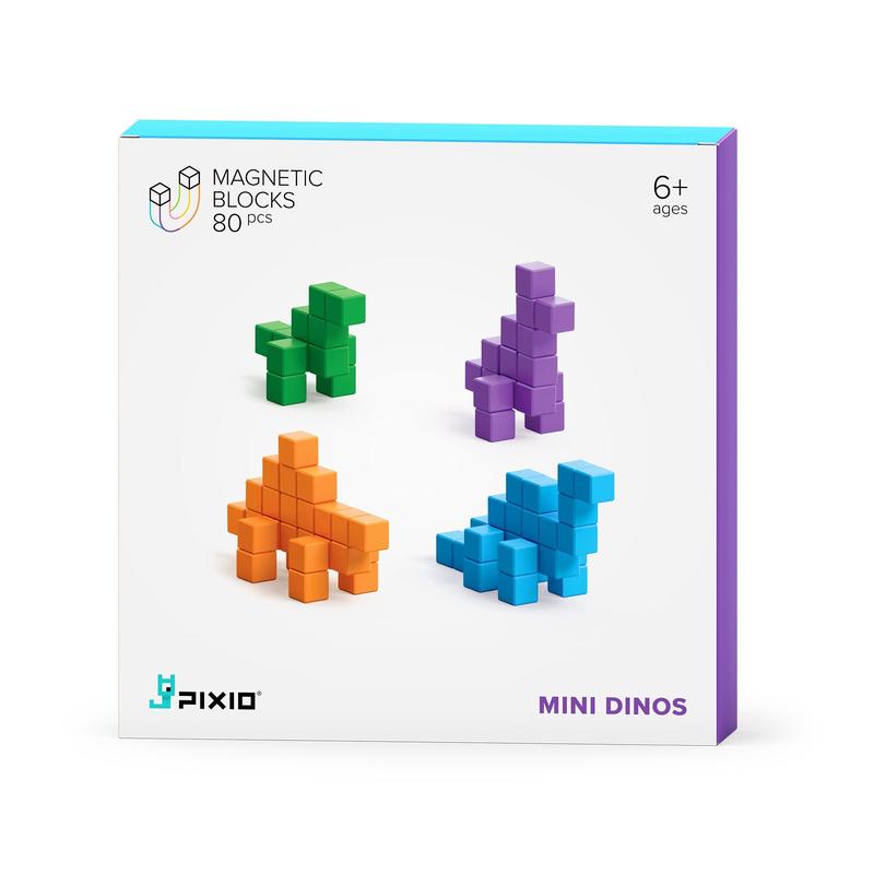 PIXIO Mini Dinos - 80 Magnetic Blocks in 4 Colors (Games)