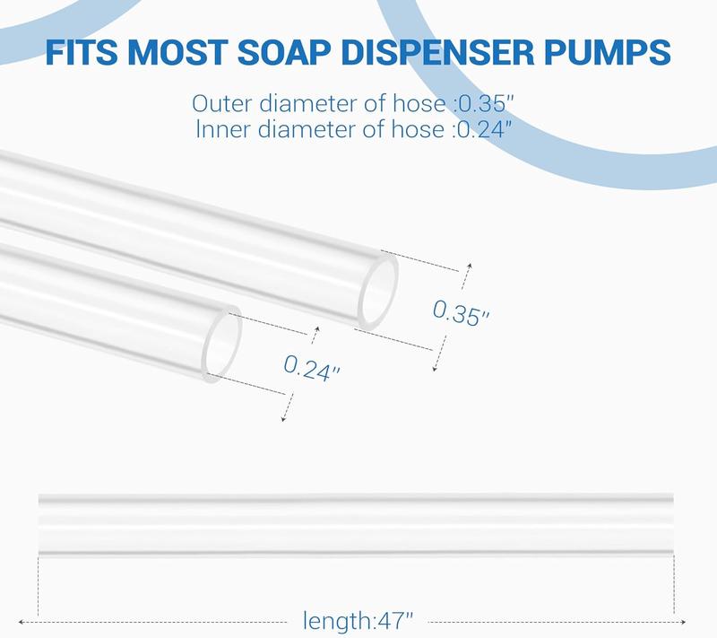 Kitchen Hack- Never Fill The Little Bottle Again, Sink Soap Dispenser Tube Kit, 47" with Upgraded Check Value, (White-1pcs) Container Pump