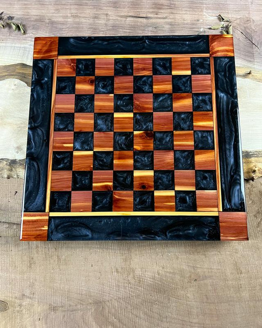 Black Onyx Cedar Chess Board (With Border)