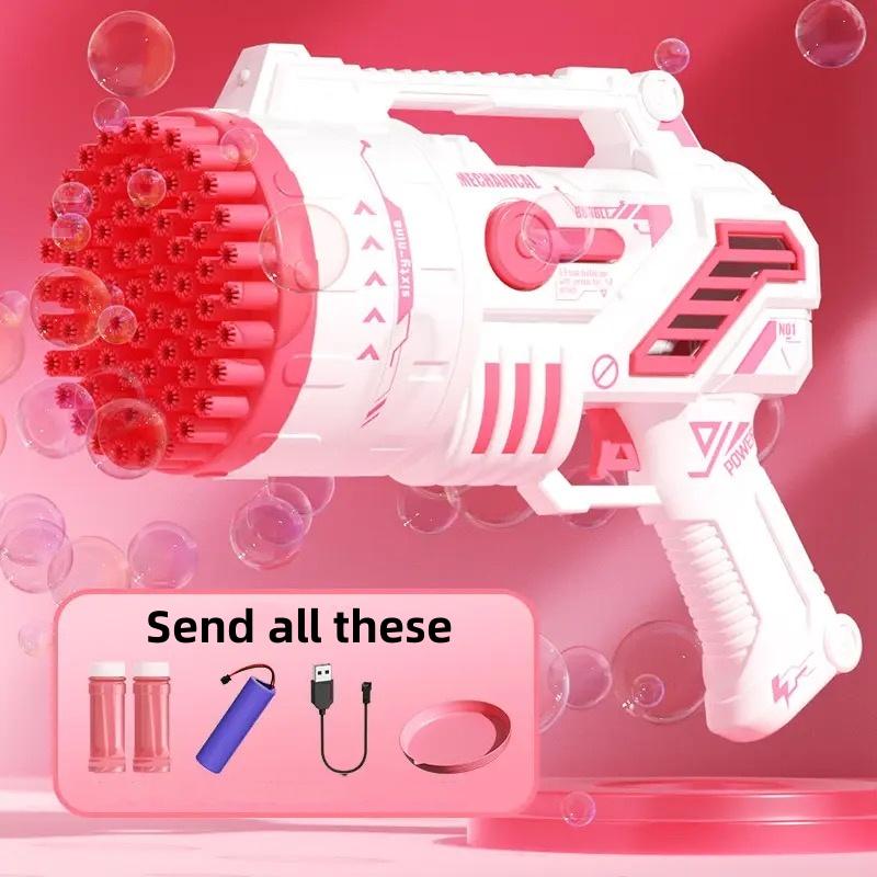 [Super Low Price]69 Holes Bubble Machine Toy | Upgraded Bubble Blower with Colored Lights | Includes Battery, Bubble Solution, and Tray | Perfect Summer Outdoor Gift for Teens - Ideal for Parties & Birthdays