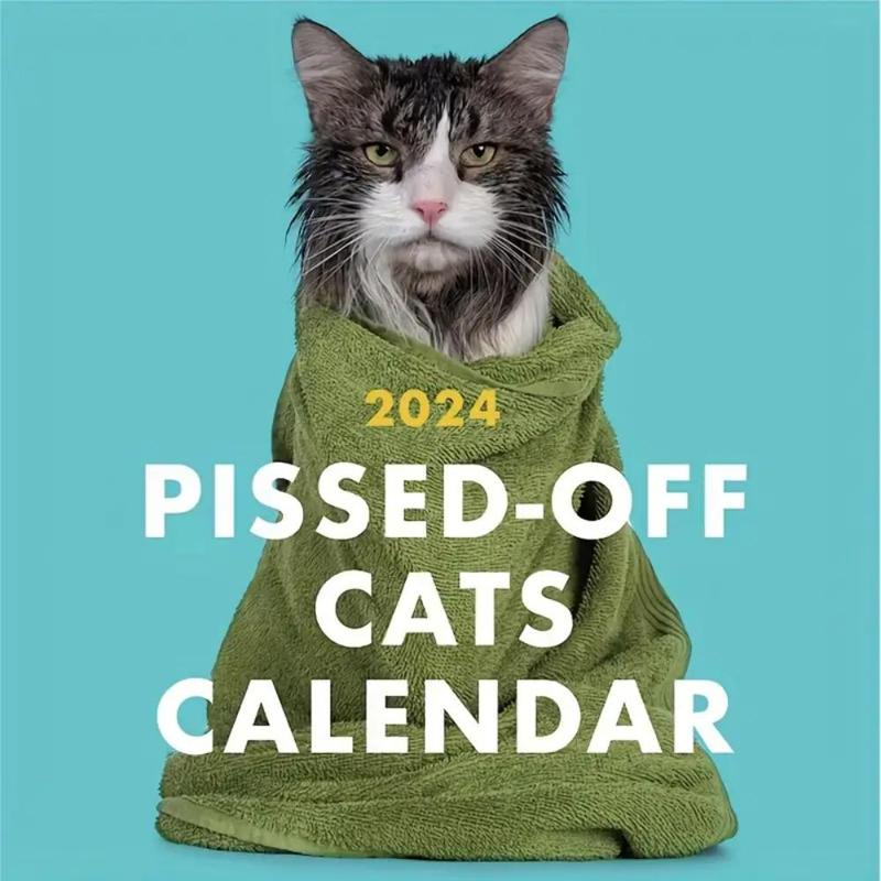 Personality Cats Design Calendar for Mean Girls Decorations, 1 Count Creative Paper Calendar, Funny Sassy Holiday Gift for Cat Lovers