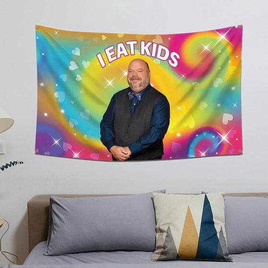 I Eat Kids Bertram Flag 3x5ft Funny Emoticons Polyester Banner Tapestry for Bedroom, College Dorm, Living Room, Gift, with Brass