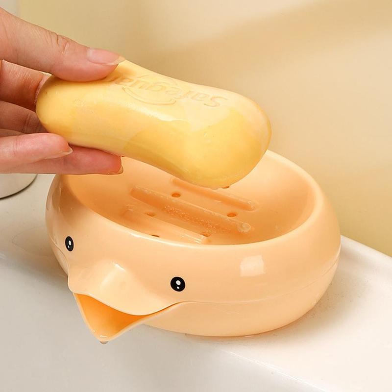 Cute Duck Shaped Soap Dish Holder, 1 Piece Modern Simple Animal Design Soap Bar Holder, Soap Drain Storage Box for Bathroom, Bathroom Supplies