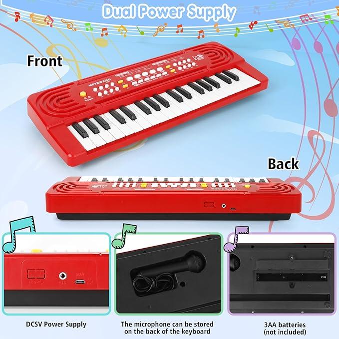 Kids Toy Piano Keyboard for Kids Music Toys for 3+ Year Old Electronic Keyboard Piano for Beginners Kids Piano With Microphone Toys for 3 4 5 6 7 8 Year Old Boys Girls Gifts Ages 3-8