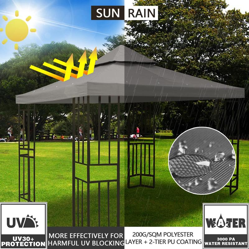 8'x8' Canopy Replacement top 2 Tier for Gazebo Canopy Replacement Cover UV30+ for Outdoor Patio Garden Yard