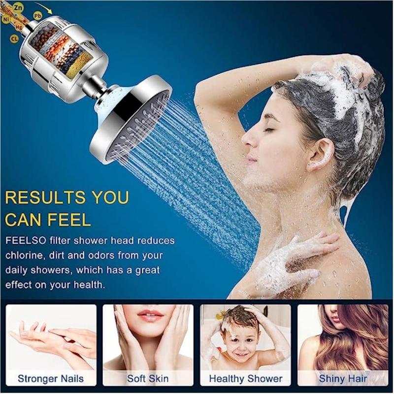 360 Degree Rotation Shower Head, 1 Count 15-level Filter Combination Shower Head, Bathroom Fixed Shower Head