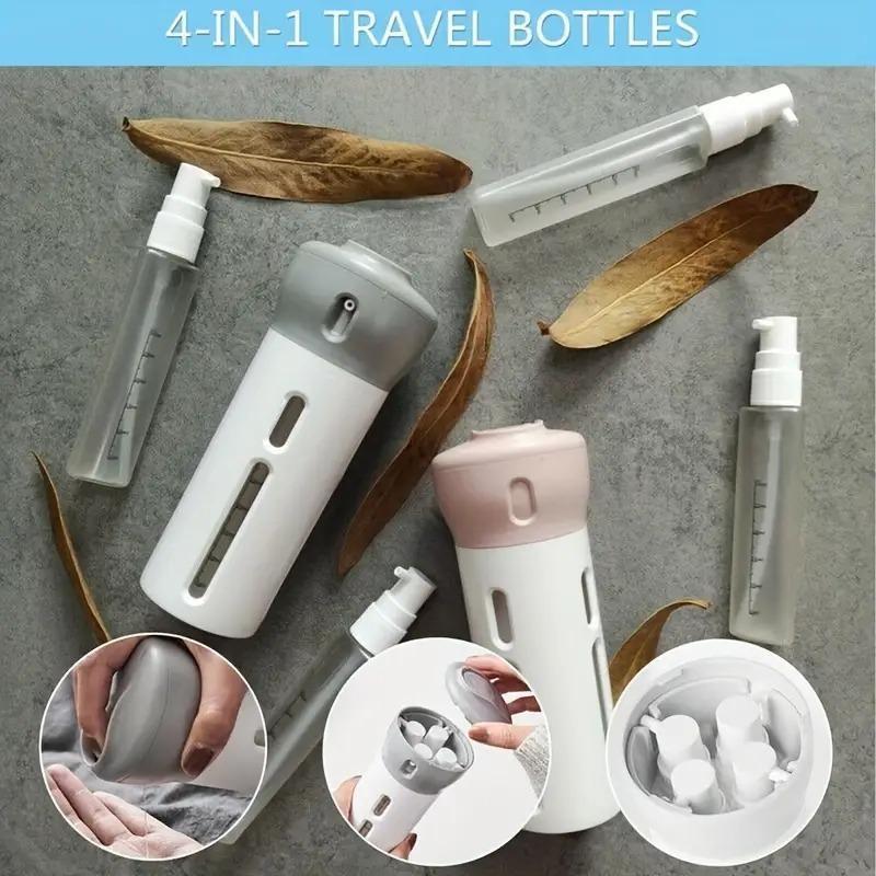 4 in 1 Travel Bottle, 1 Piece Leak Proof Multi-functional Portable Dispenser Bottle for Outdoor Travel Camping Use