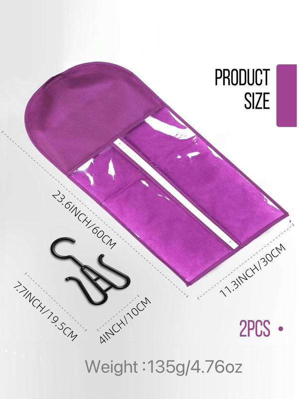 Wig Storage Bag with Hook, 2pcs High Quality Zipper Transparent Wig Storage Hanger, Dustproof Wig Storage Tool for Salon & Home Use